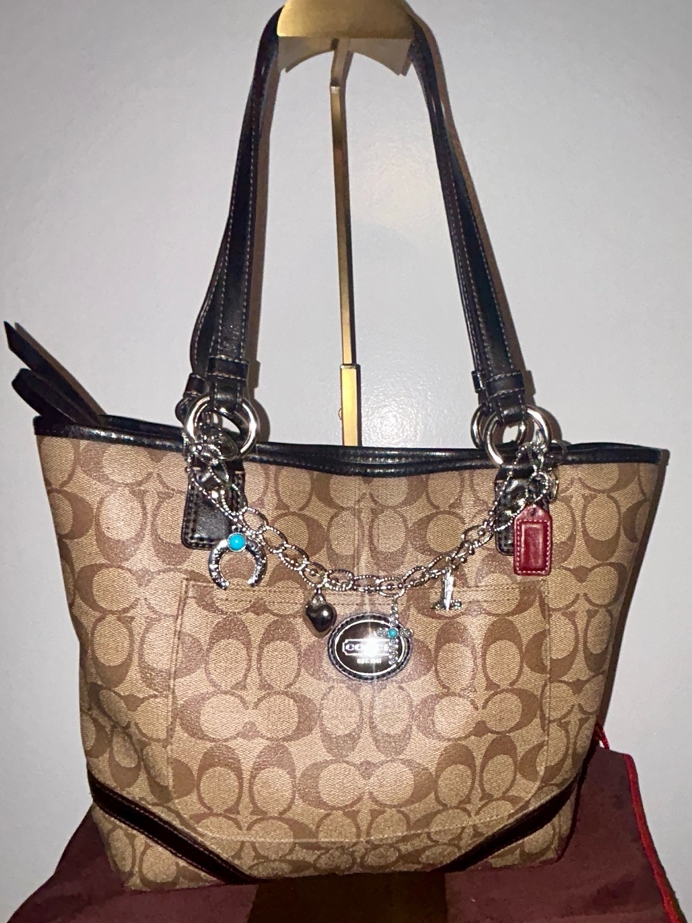 Coach Peyton Signature Heritage Pocket Tote Bag Y2K Vintage